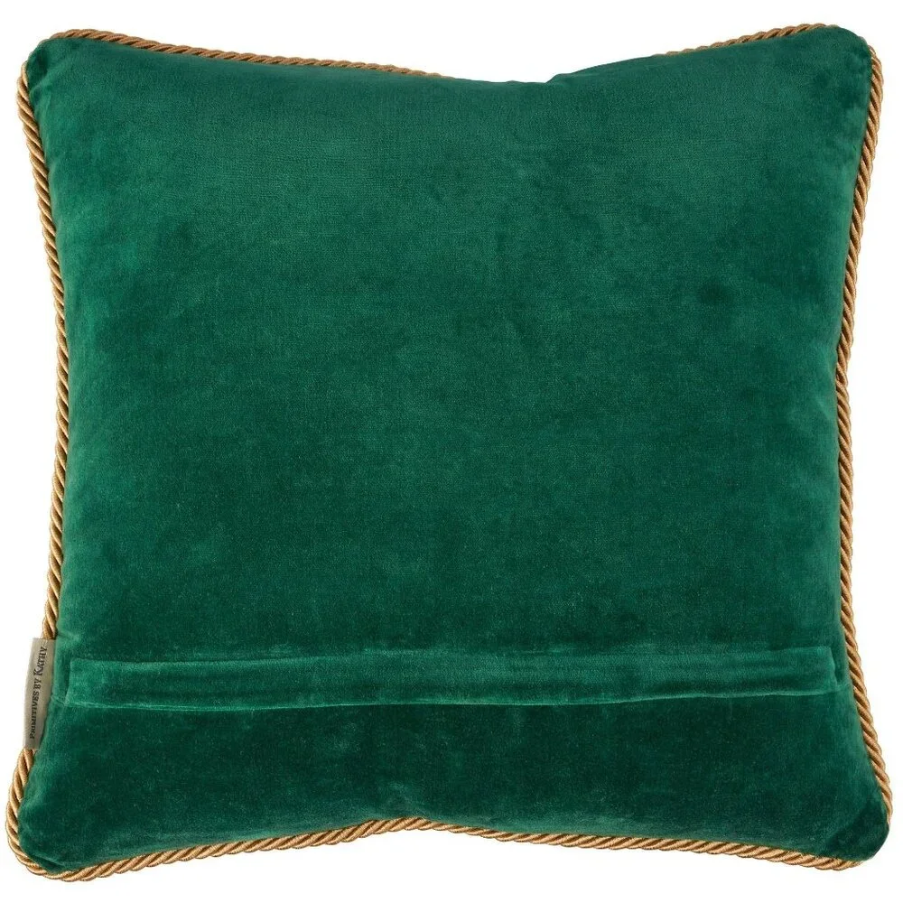 Moody Botanical‎ Floral Velvet Accent Pillow Gold Rope Trim Dark Cottage Decor